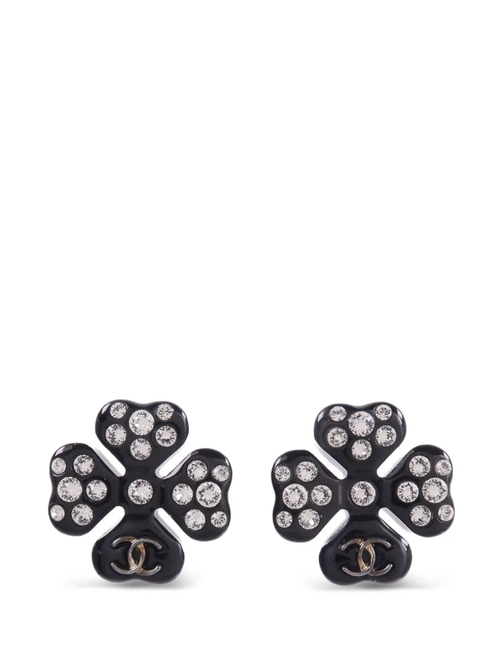 CHANEL Pre-Owned CC clover-shaped earrings - Nero