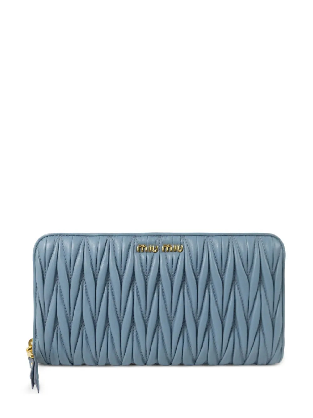 Miu Miu Pre-Owned Matelassé leather wallet - Blu