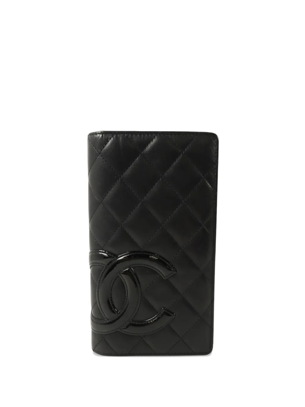 Pre-owned Chanel Cambon Cc Long Wallet In Black