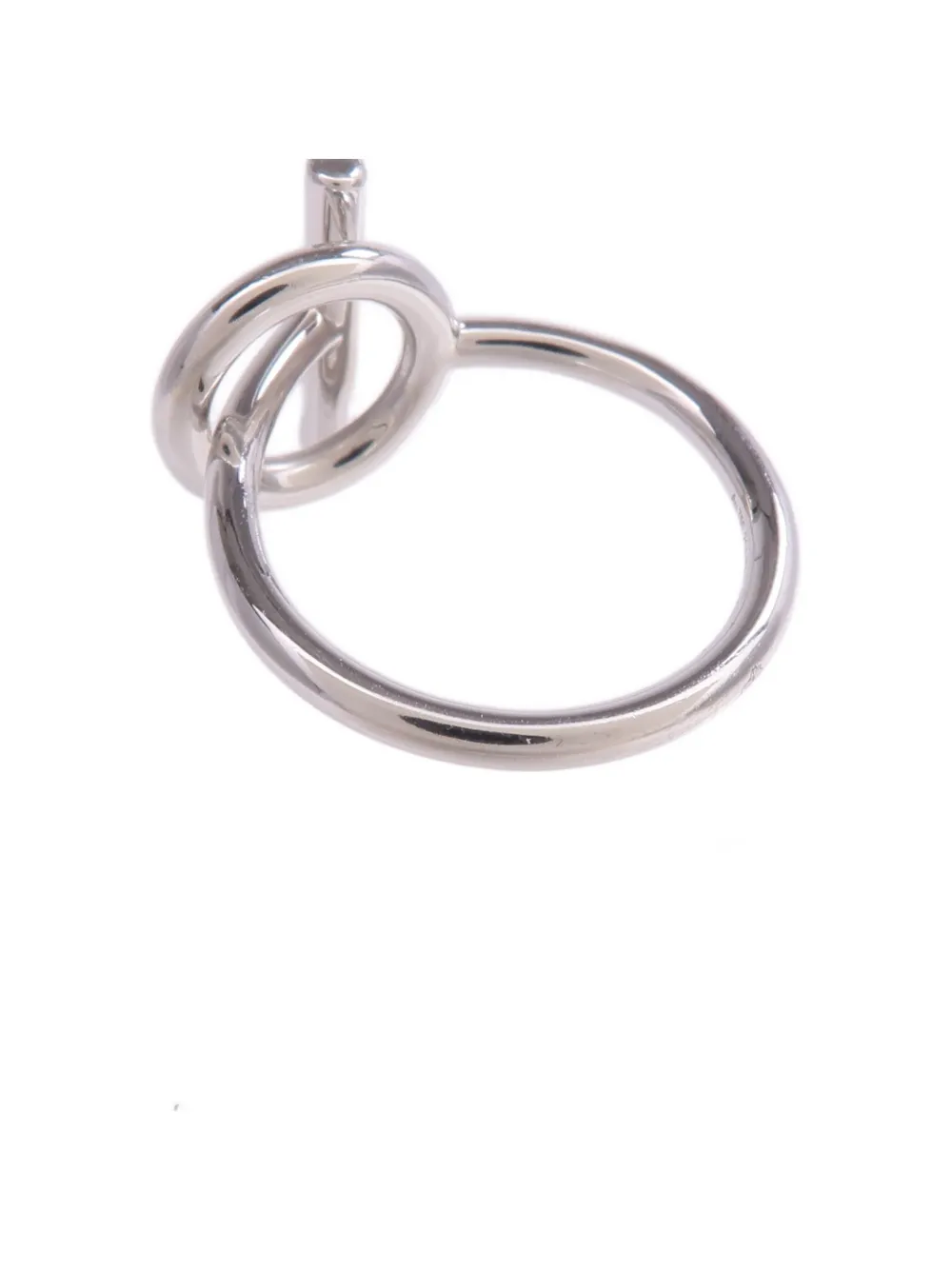 Pre-owned Hermes Echappee Diamond Ring In Silver