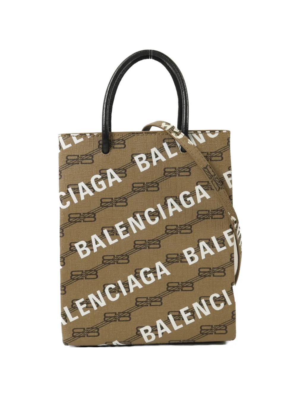 Pre-owned Balenciaga Monogram-print Tote Bag In Neutral