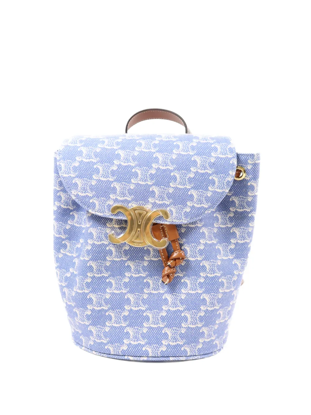 Pre-owned Celine Triomphe Bonnie Canvas Backpack In Blue