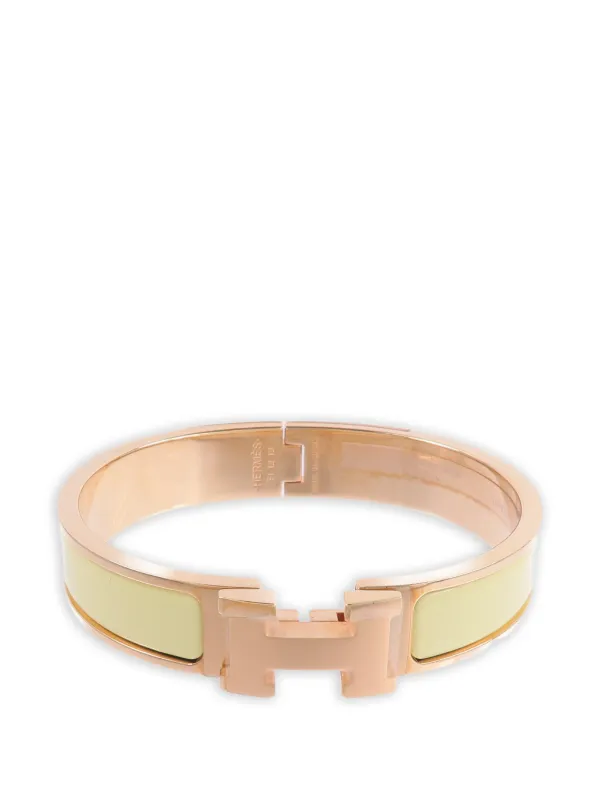 Hermès Pre-owned Clic H Enamel Bracelet in Gold