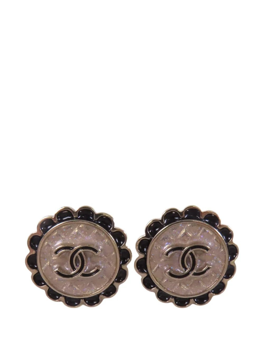 CHANEL Pre-Owned CC scalloped earrings - Gold