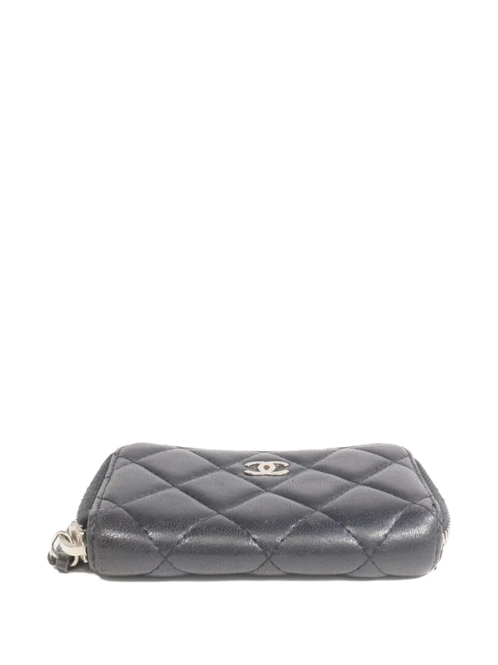 Pre-owned Chanel Cc Quilted Lambskin Wallet In Black