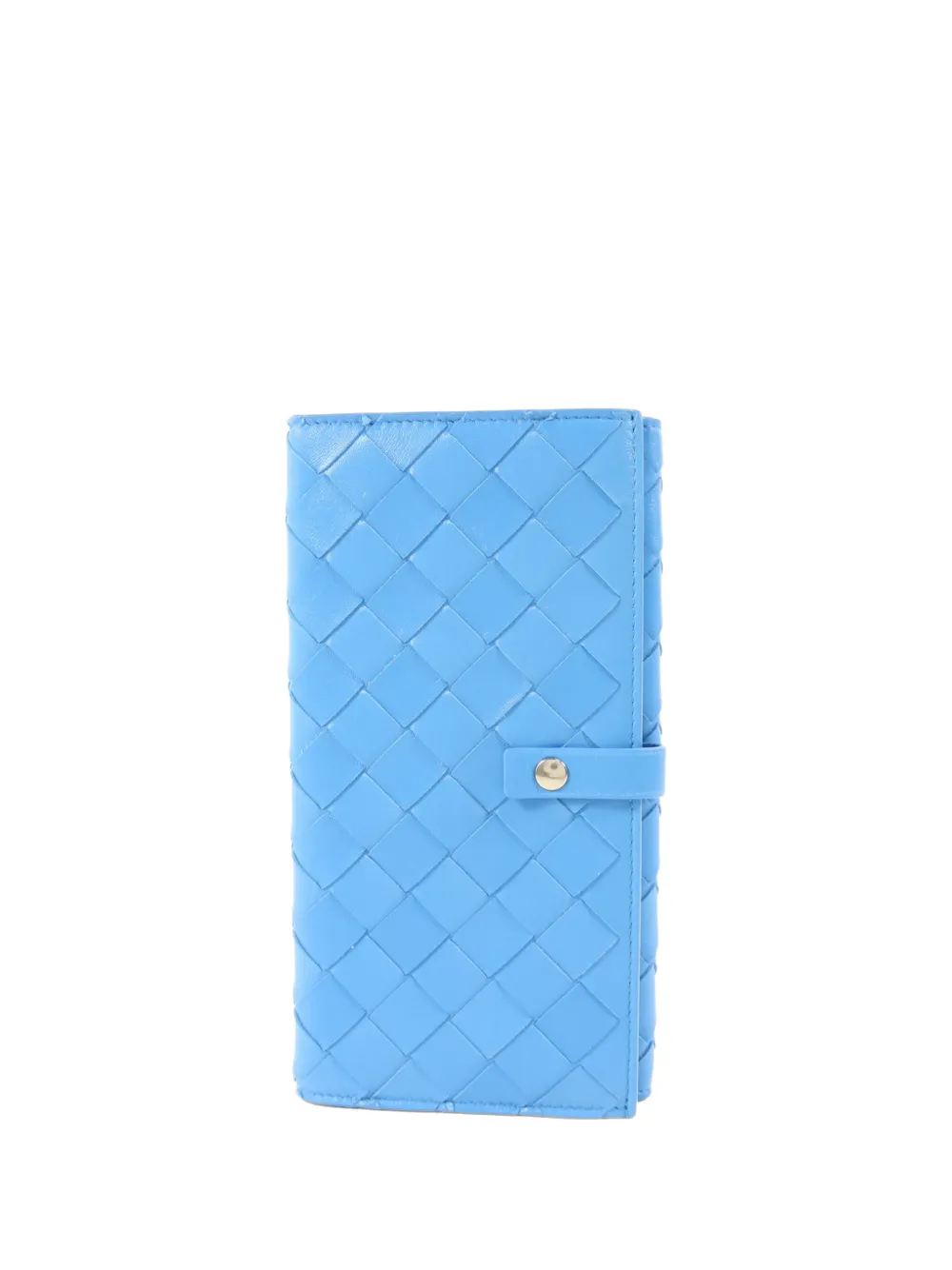 Pre-owned Bottega Veneta Intrecciato Leather Long Wallet In Blue