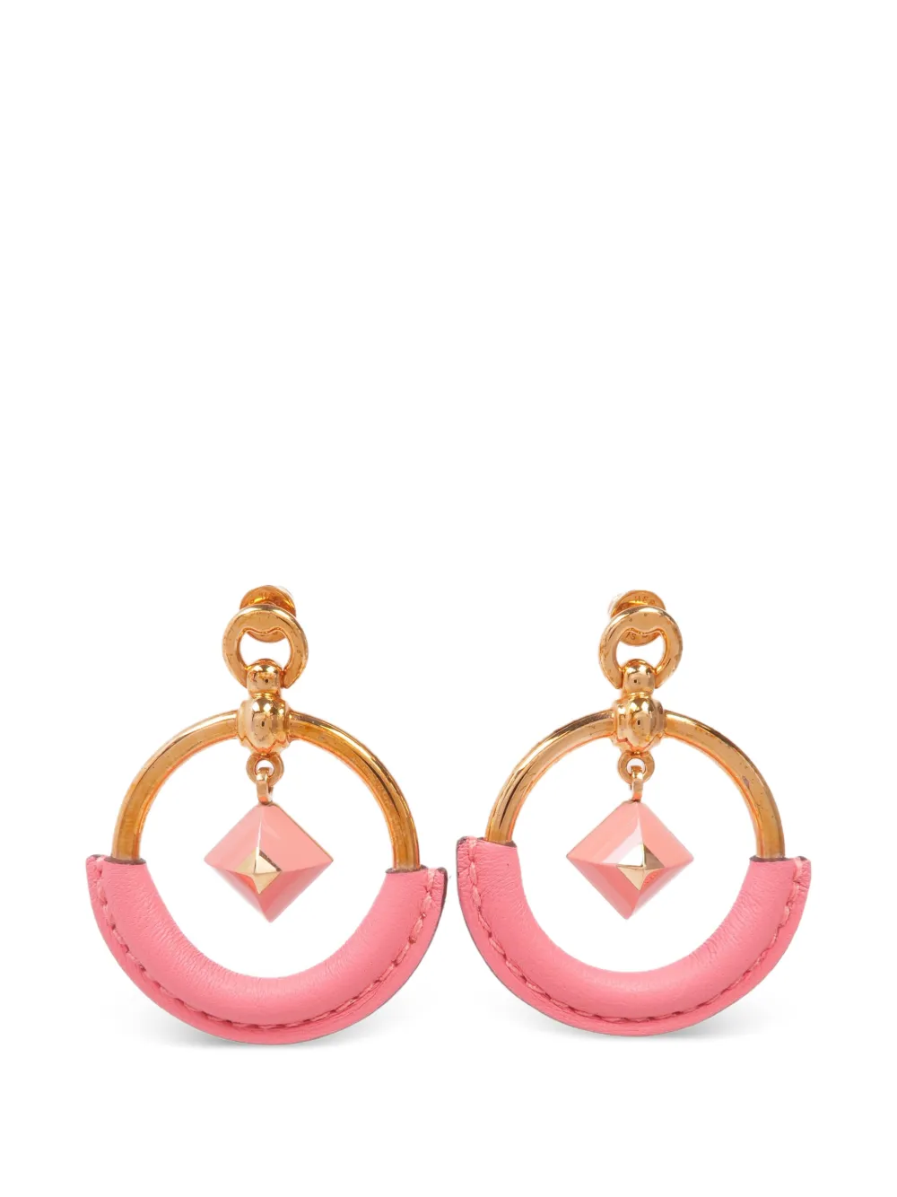 Hermès Pre-Owned leather hoop earrings - Oro
