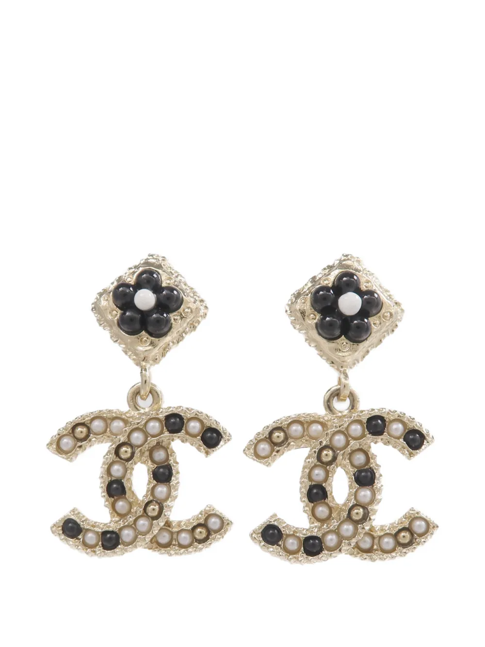 CHANEL Pre-Owned CC flower drop earrings - Gold