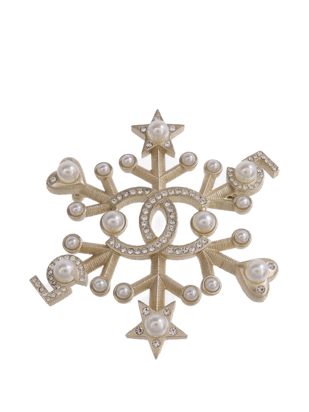 Pre-owned Chanel Snowflake-motif Brooch In Gold