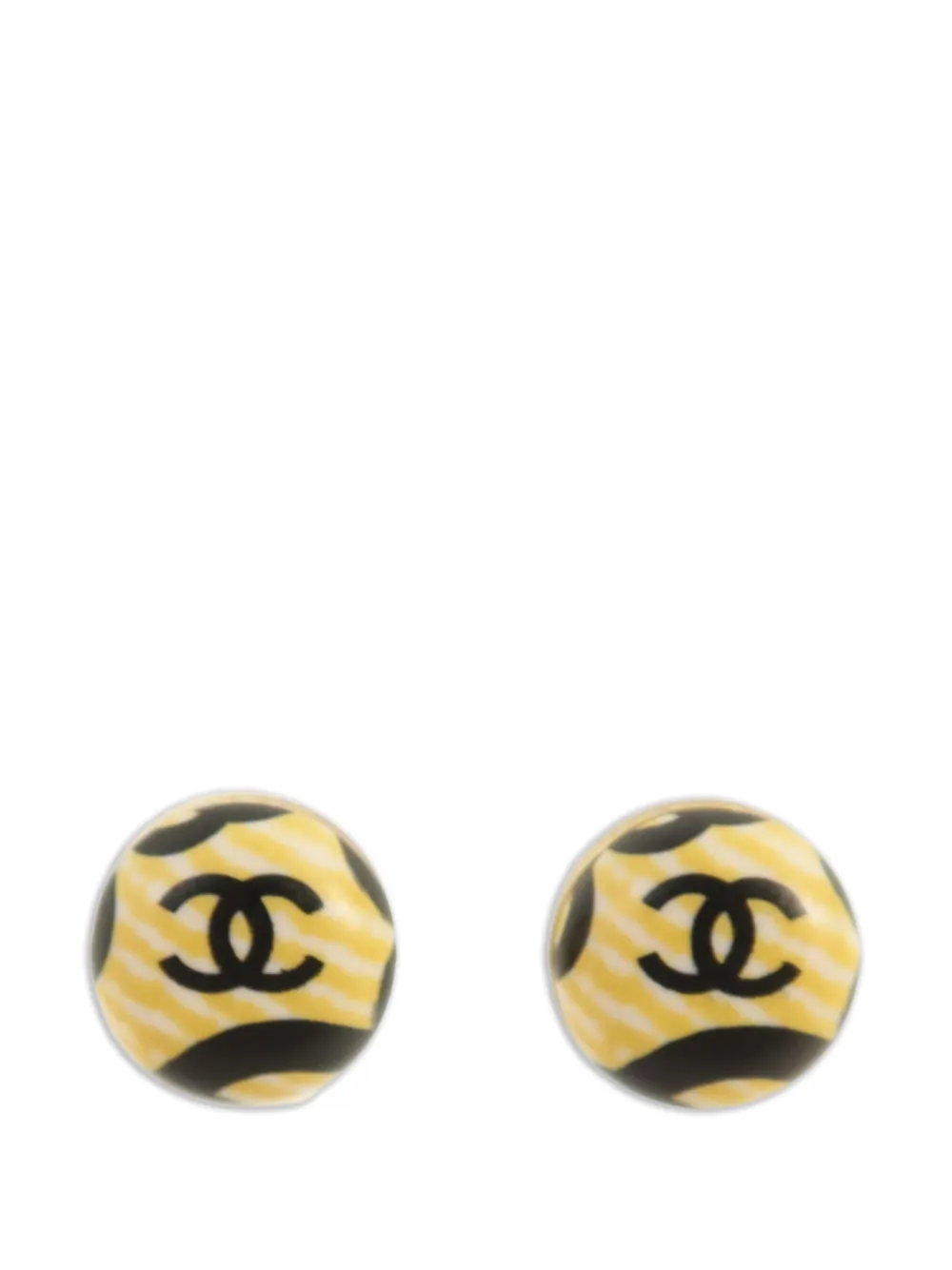 Pre-owned Chanel Cc Stud Earrings In Gold