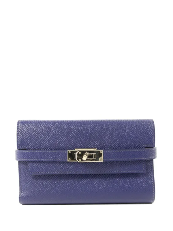 Hermès Pre-owned Kelly Leather Wallet in Blue