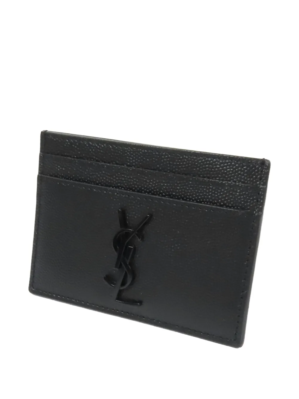 Pre-owned Saint Laurent Logo-plaque Card Case In Black