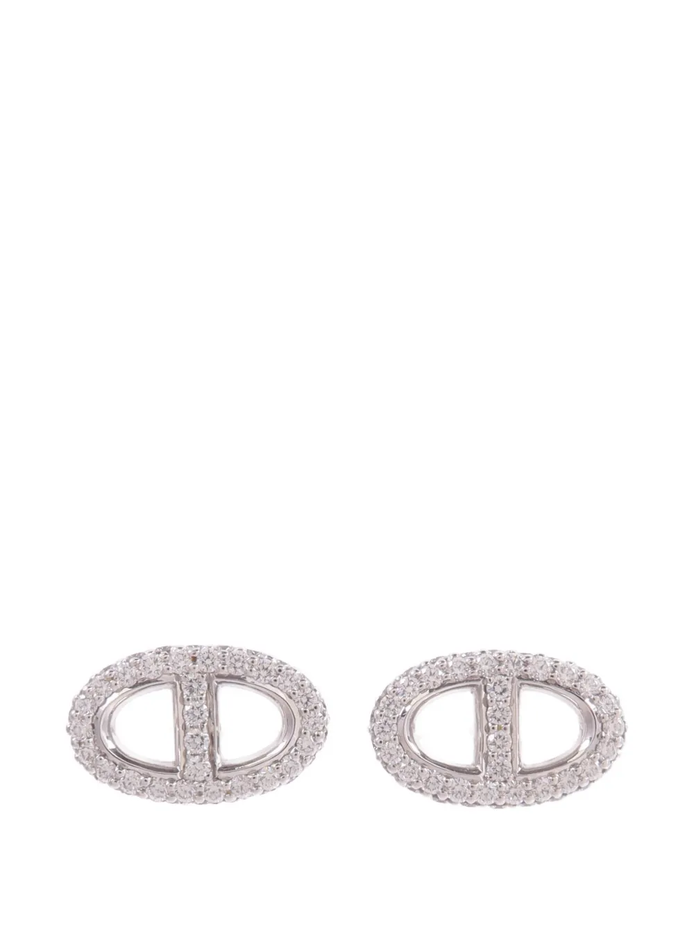 Pre-owned Hermes Farandole Diamond Earrings In Silver