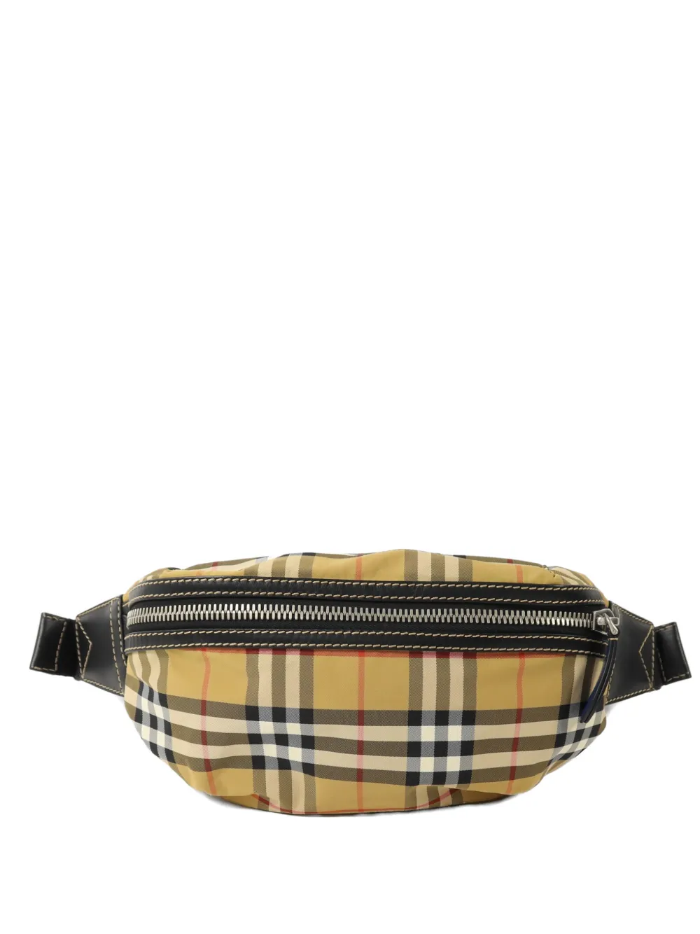 Pre-owned Burberry Check-print Leather-trim Belt Bag In Neutral
