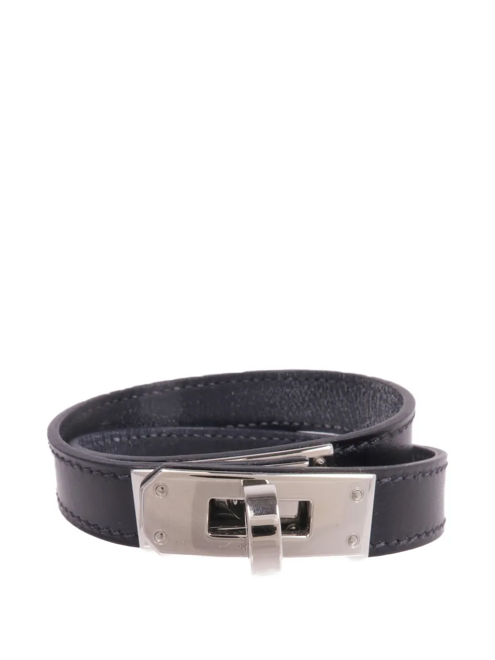Pre-owned Hermes Kelly Double Tour Bracelet In Silver