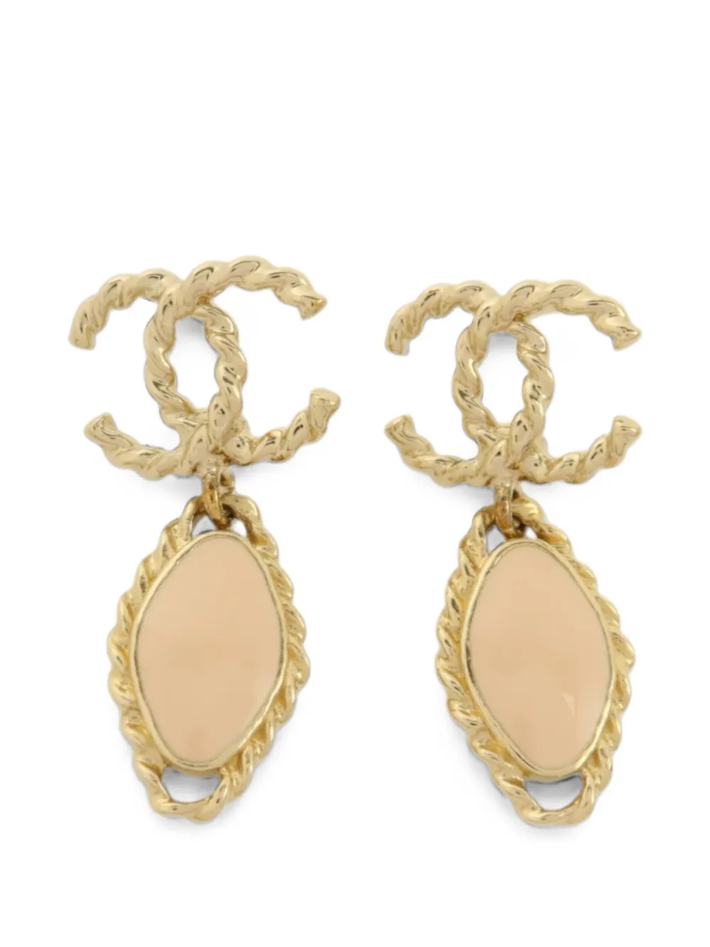 CHANEL Pre-Owned rope-effect CC drop earrings - Oro