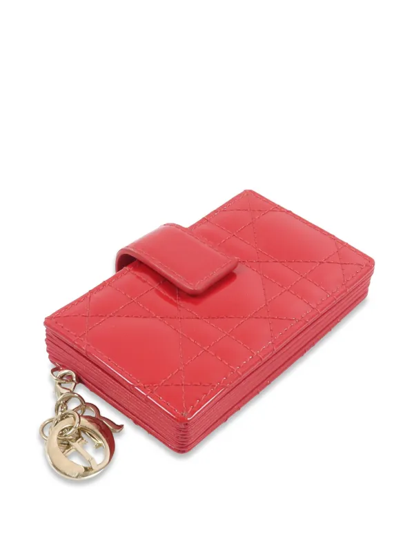 mi　Dior Lady Diorパース　カードケース Christian Dior Pre-Owned Lady Dior Cannage Leather Card Case | Red