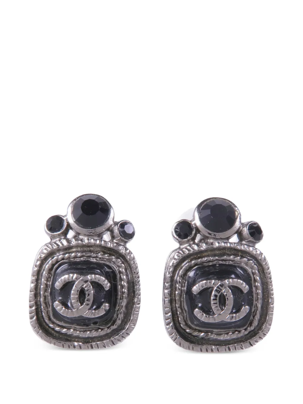 CHANEL Pre-Owned CC crystal earrings - Argento