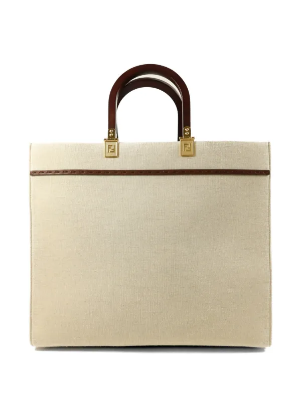 Fendi Pre-owned Sunshine Logo-embossed Shoulder Bag in Neutrals