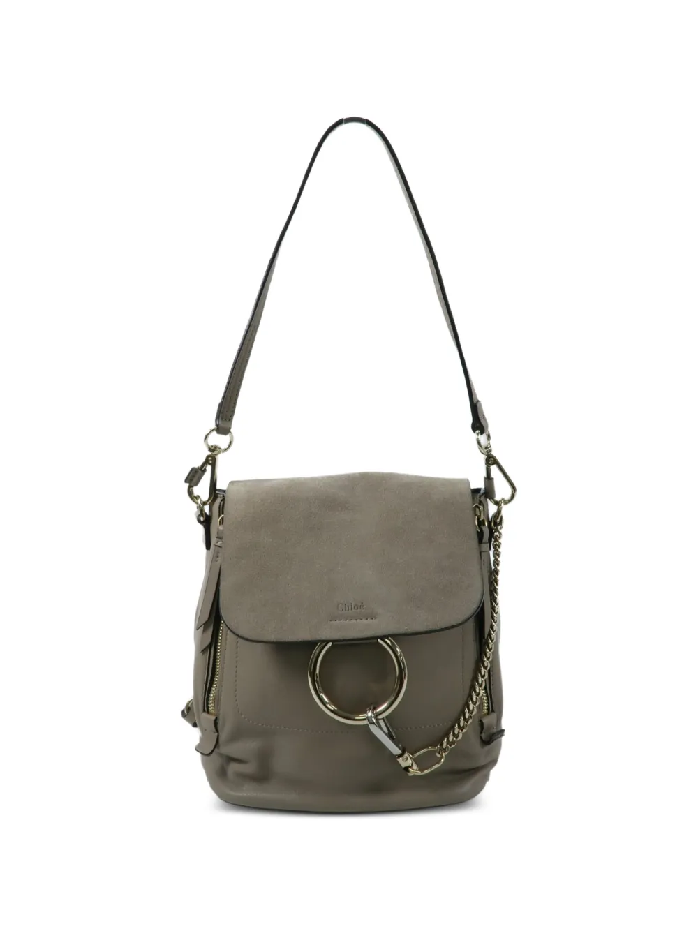 Chloé Pre-Owned Faye leather backpack - Grigio