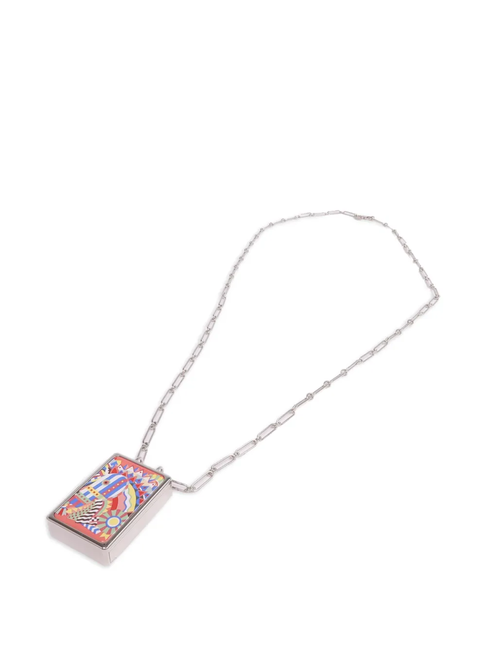 Hermès Pre-Owned enamel locket-pendant necklace - Argento