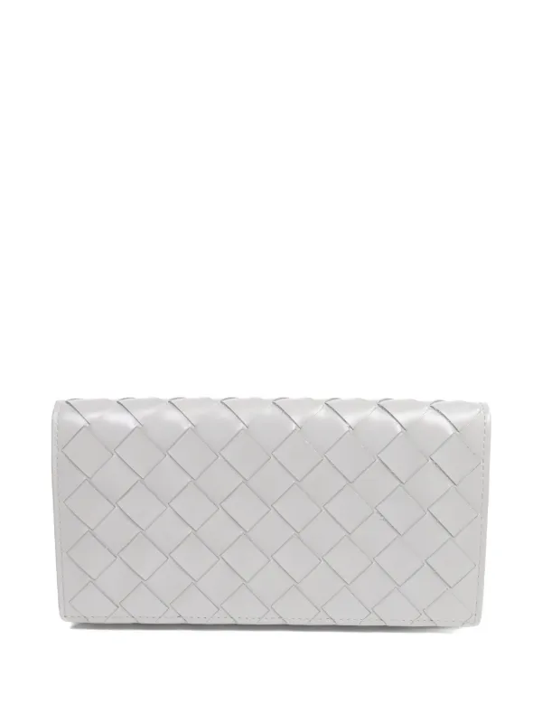 Bottega Veneta Pre-owned Intrecciato Leather Long Wallet in Grey