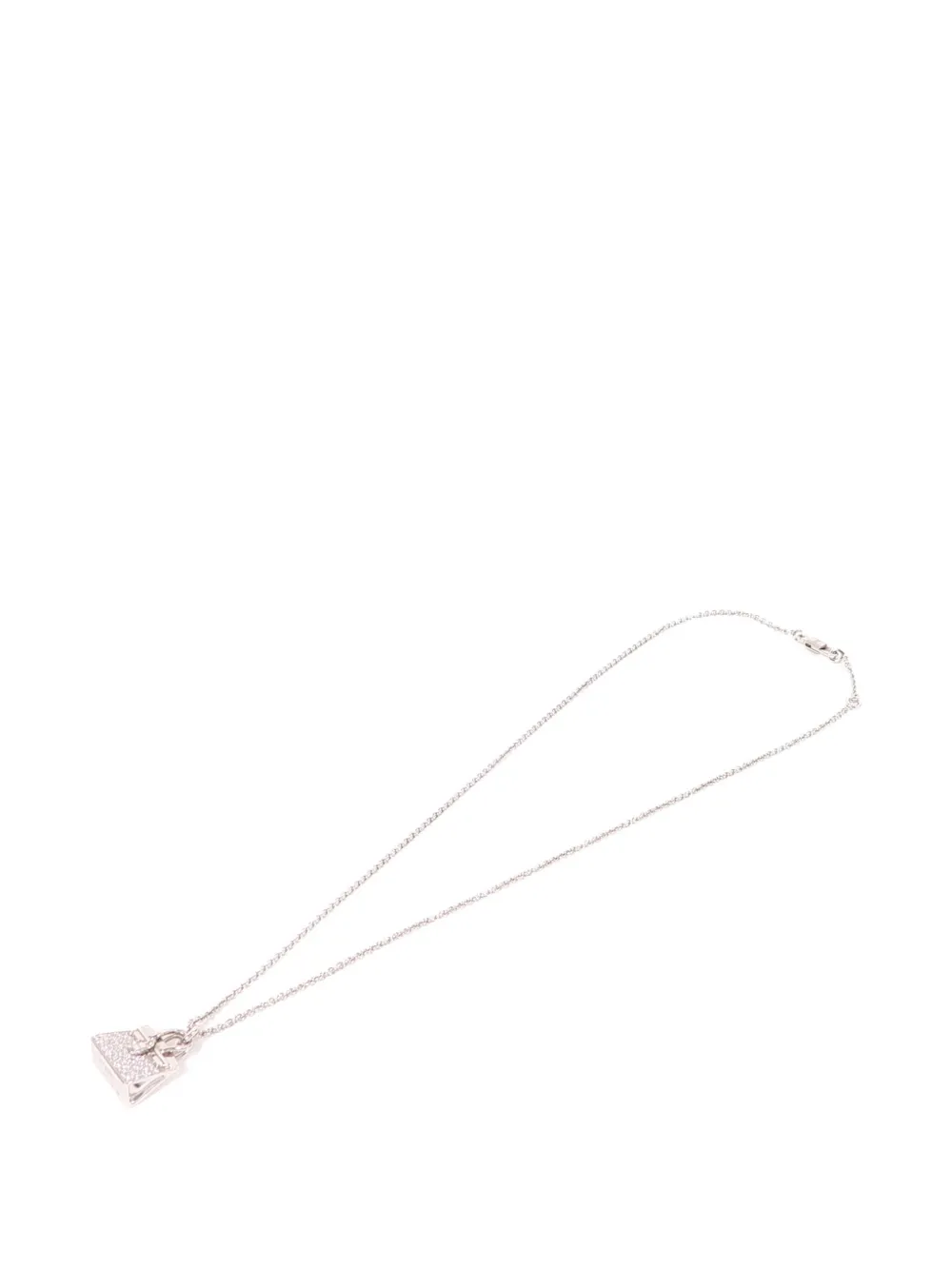 Pre-owned Hermes Birkin-pendant Diamond Necklace In Silver