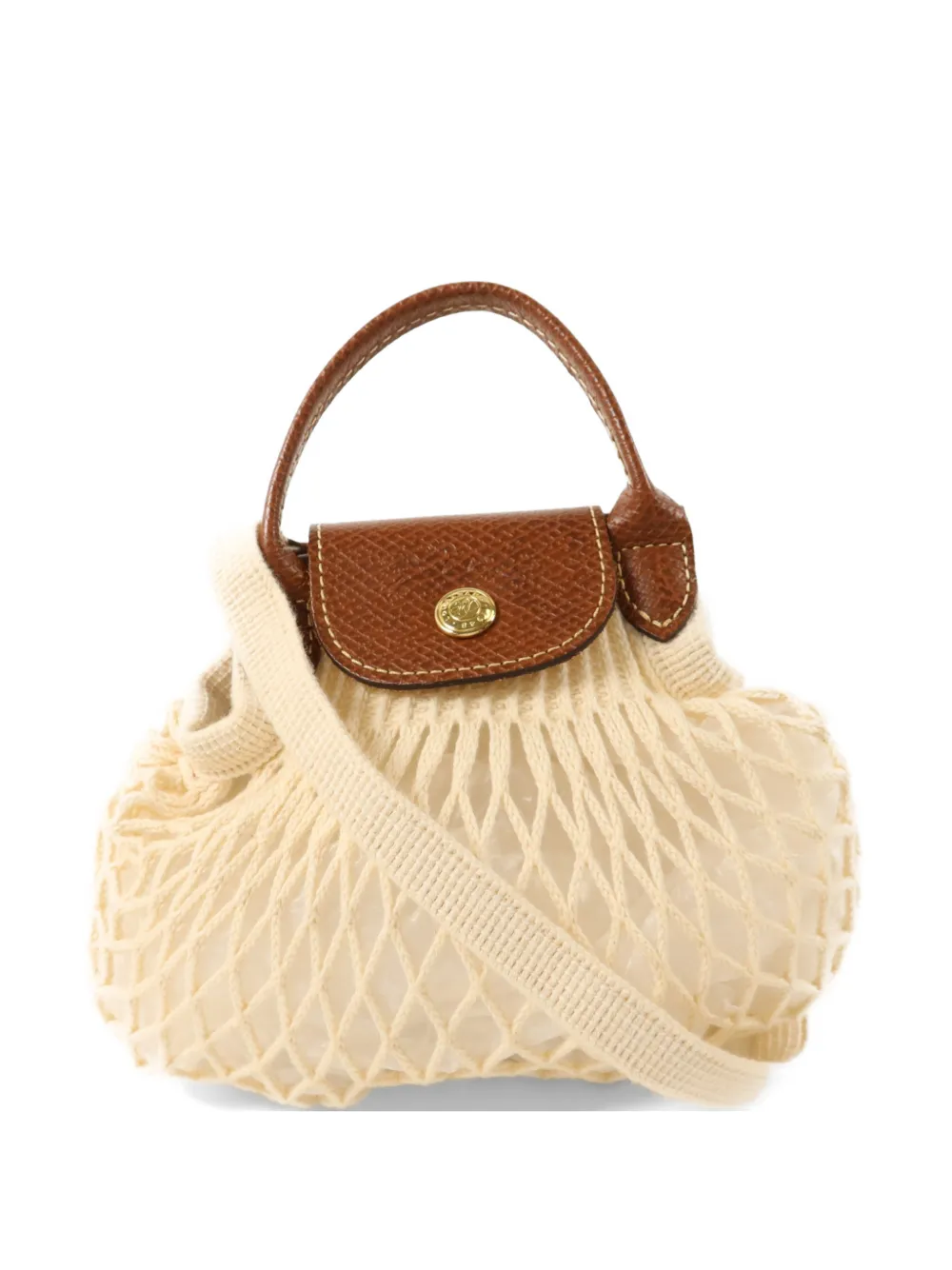 Pre-owned Longchamp Le Pliage Filet Tote Bag In Neutral