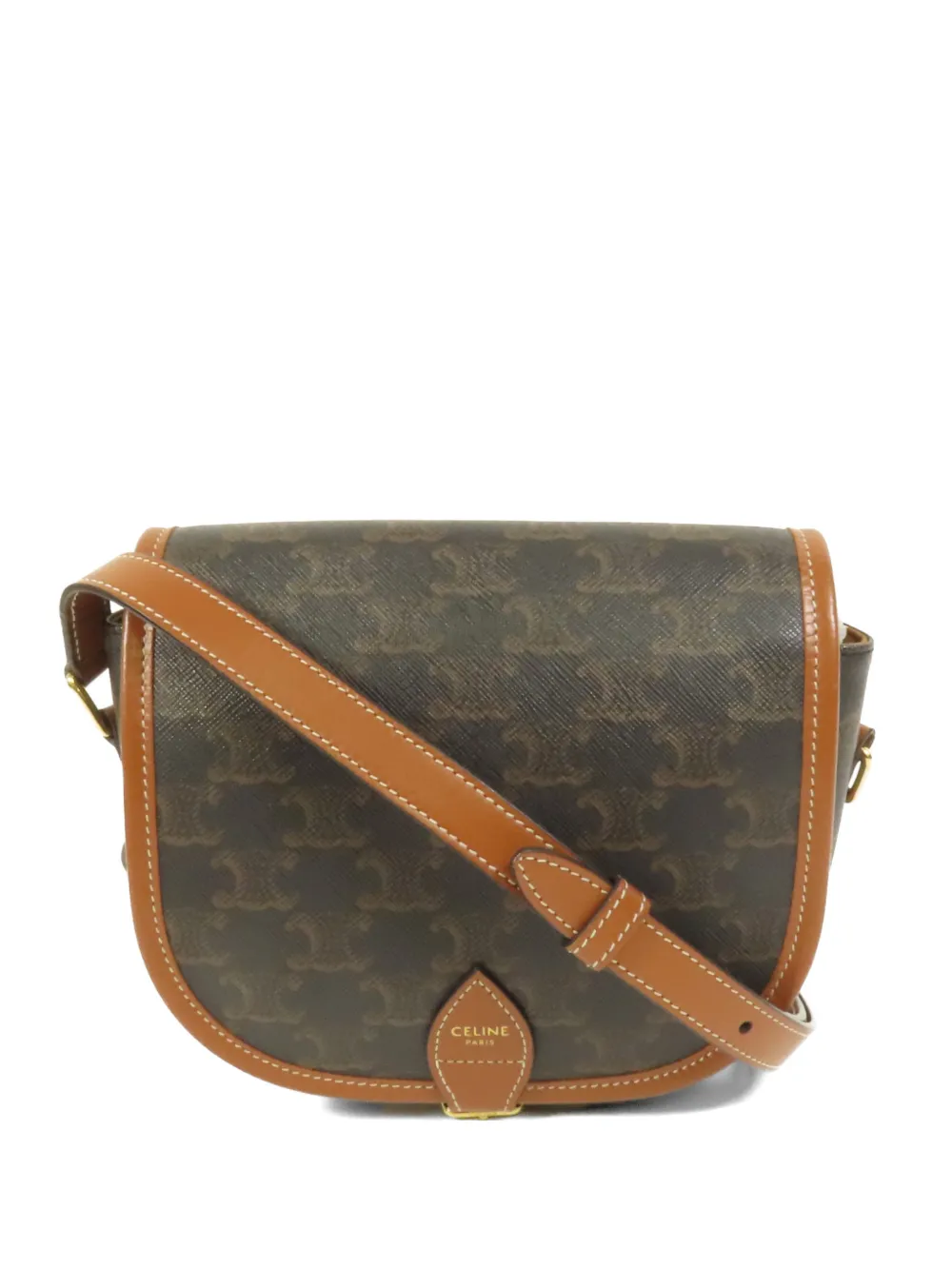 Celine Pre-Owned Folco Triomphe canvas shoulder bag - Marrone