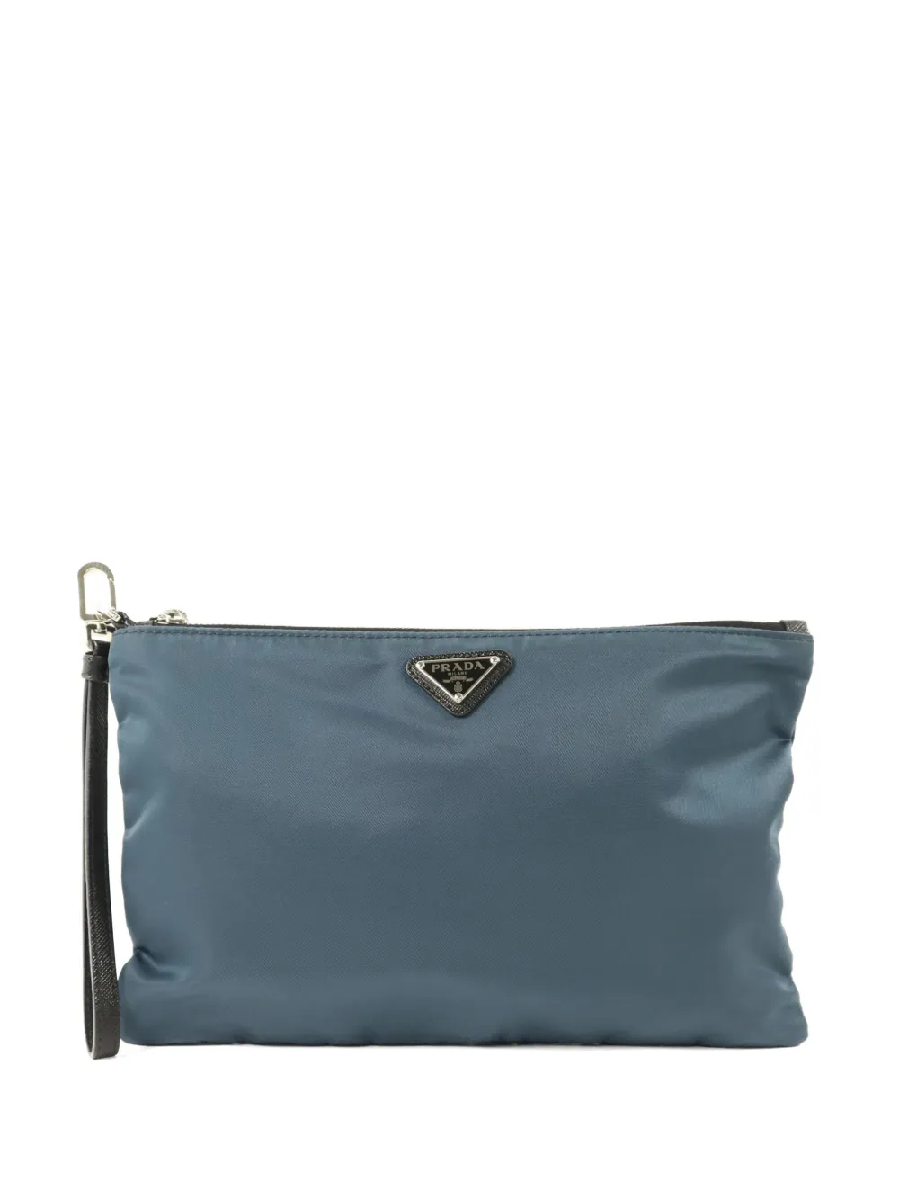 Prada Pre-Owned logo-plaque clutch bag - Blu