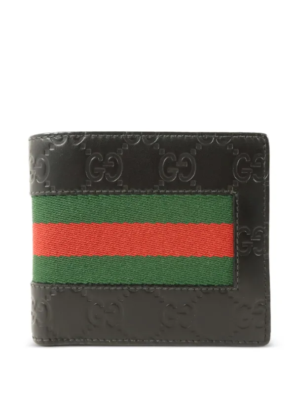 Gucci Pre-Owned GG シグネチャー ウェブ ストライプ 二つ折り財布
