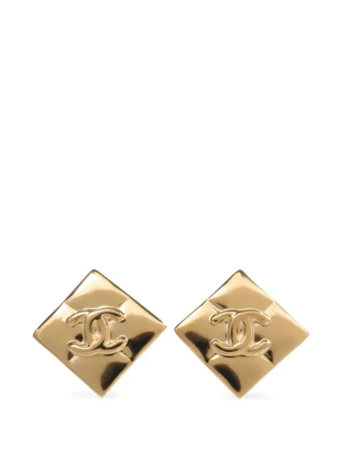 CHANEL Pre-Owned CC diamond-shape earrings