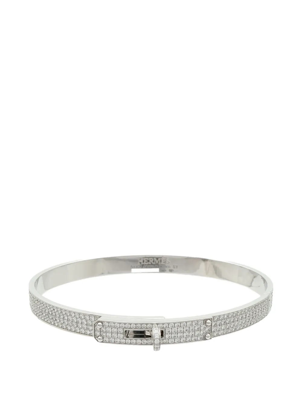 Pre-owned Hermes Kelly Diamond Bracelet In Silver