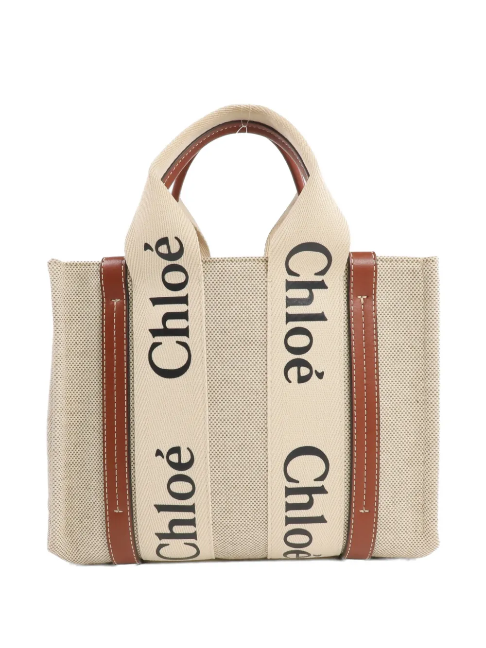 Chloé Pre-Owned small Woody logo-print tote bag - Toni neutri