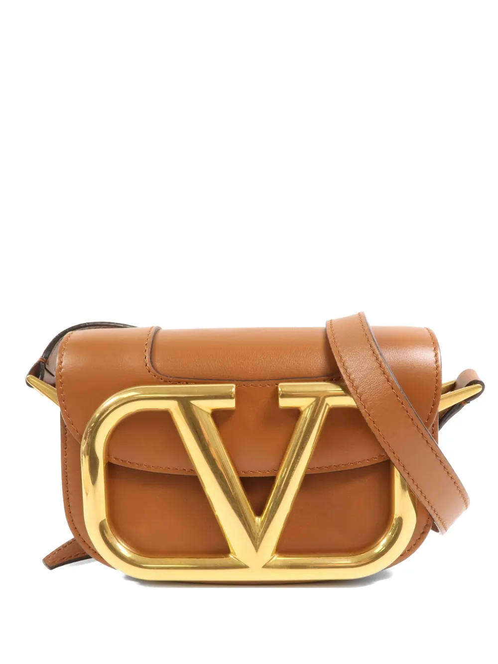 Valentino Garavani Pre-Owned Super V leather shoulder bag - Marrone
