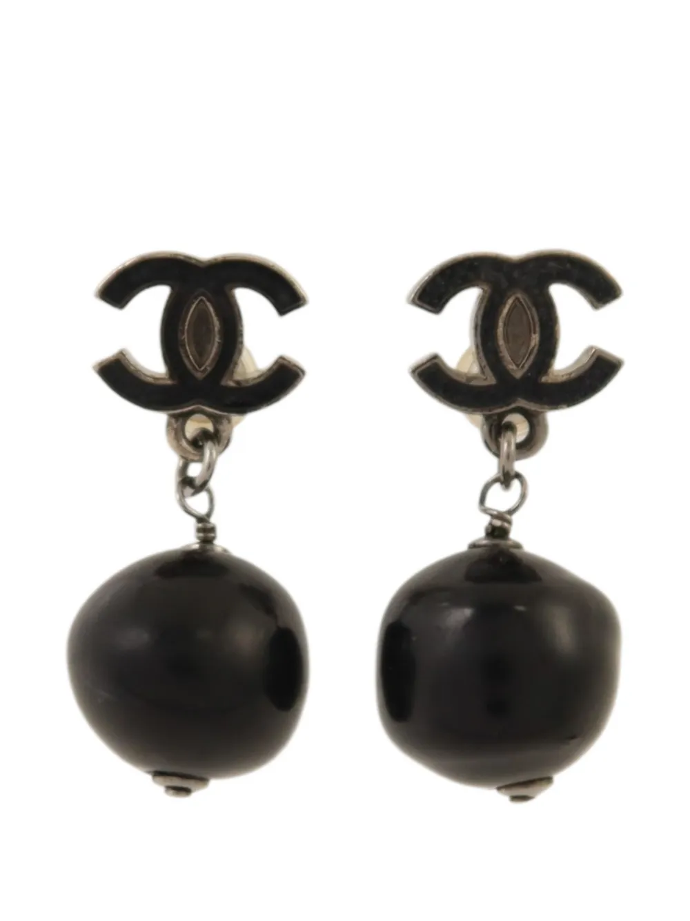 CHANEL Pre-Owned drop-design earrings - Grigio