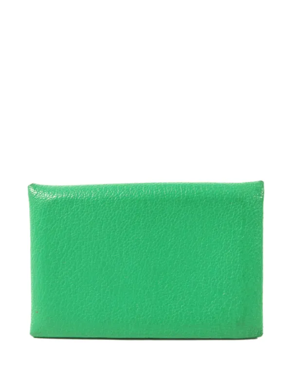 Hermès Pre-owned 2022 Calvi Card Case in Green