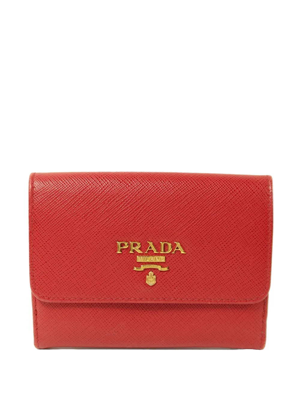 Prada Pre-Owned logo-plaque leather wallet - Rosso