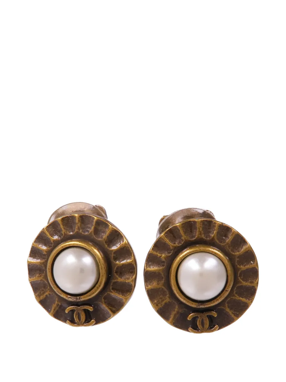 CHANEL Pre-Owned CC faux-pearl earrings - Gold