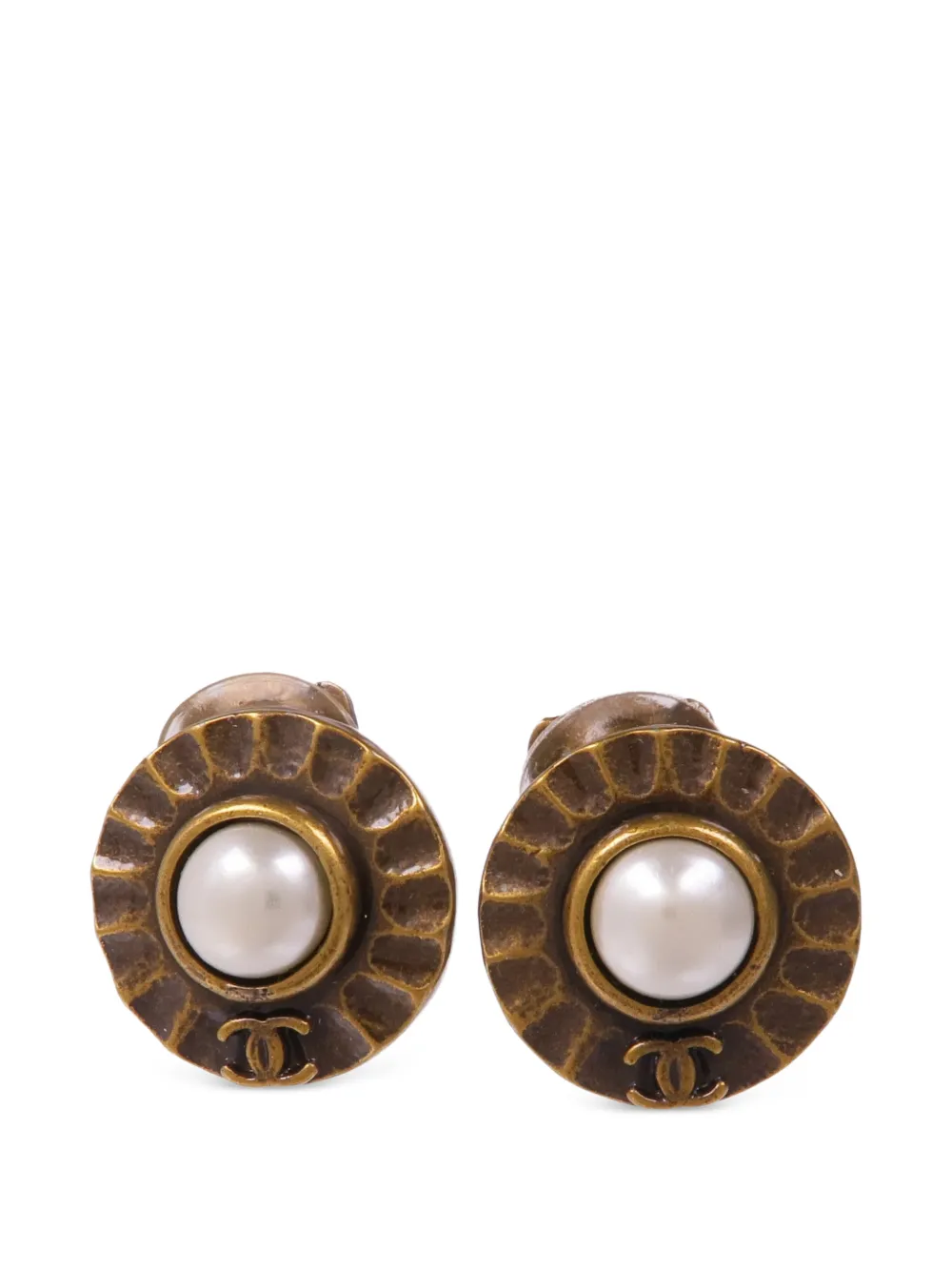 CHANEL Pre-Owned CC faux-pearl earrings - Gold