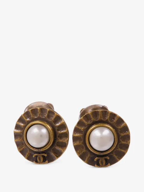 CHANEL Pre-Owned CC faux-pearl earrings