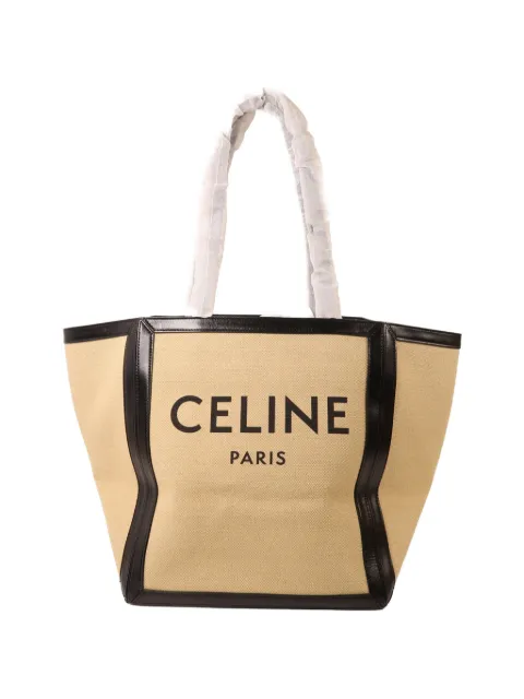 Celine Pre-Owned logo-print leather-trim tote bag