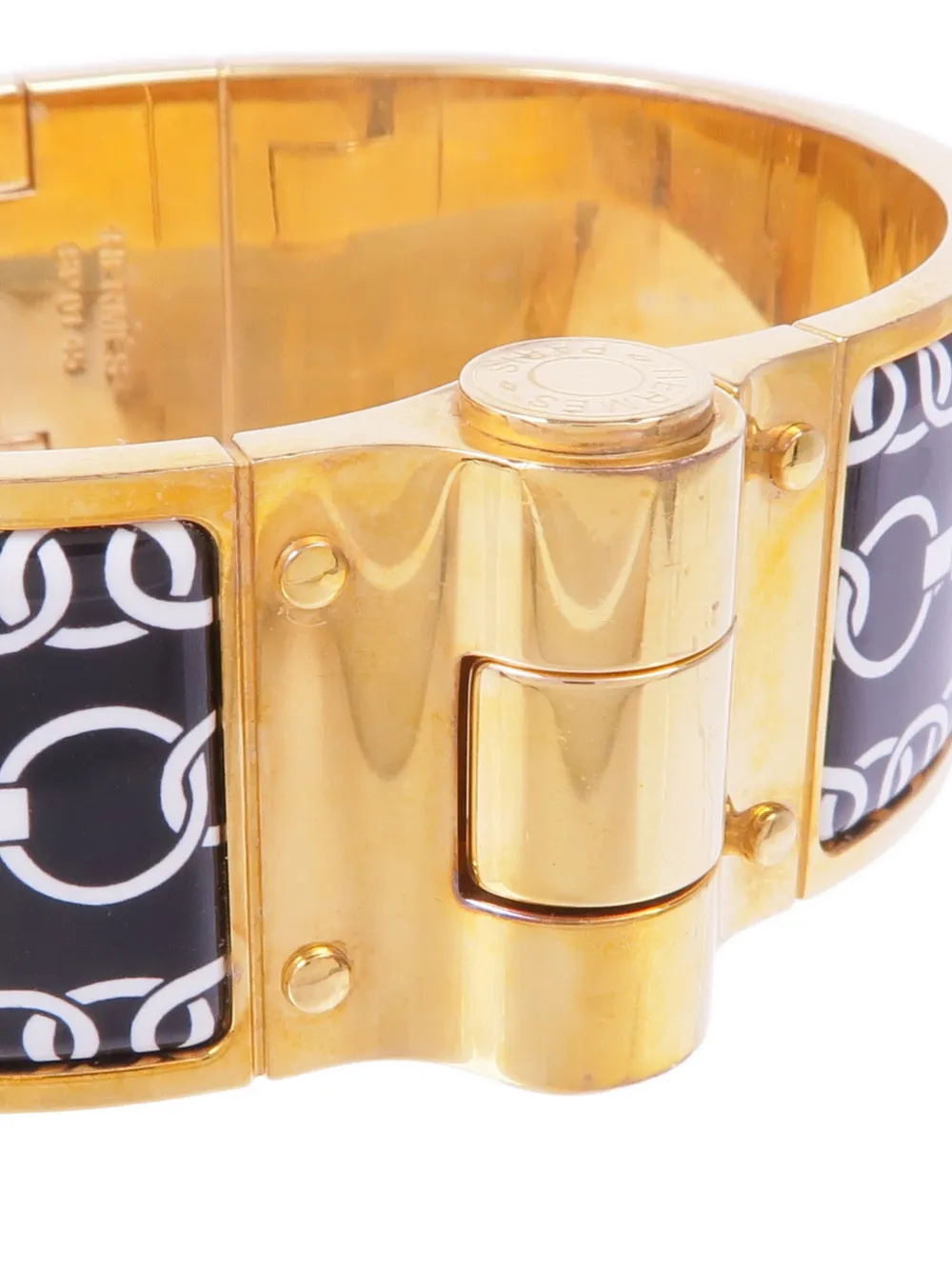 Pre-owned Hermes Enamel Chain-link Bangle In Gold