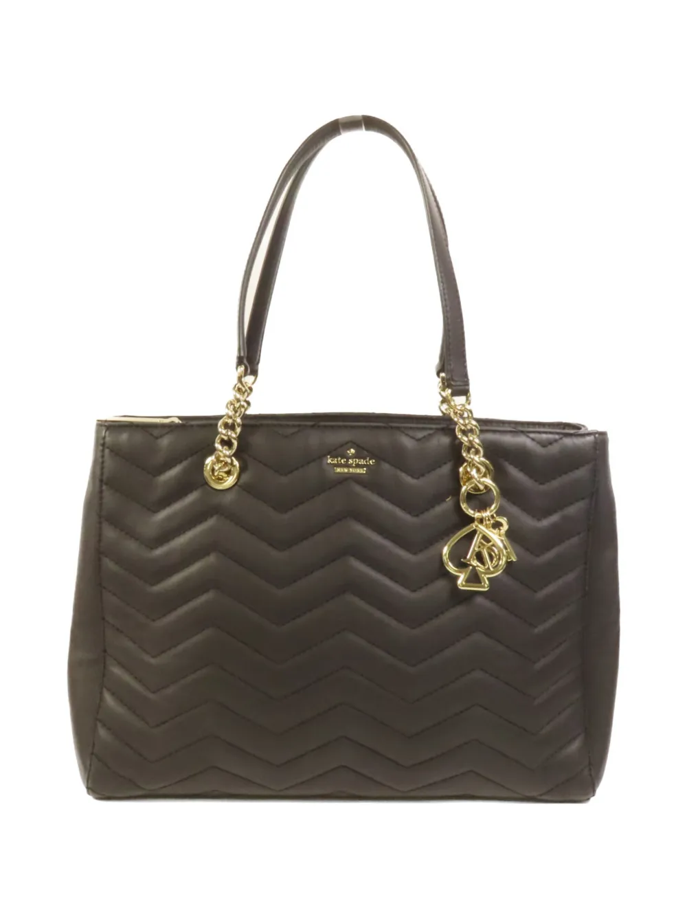 Pre-owned Kate Spade Chevron-quilted Leather Tote Bag In Brown