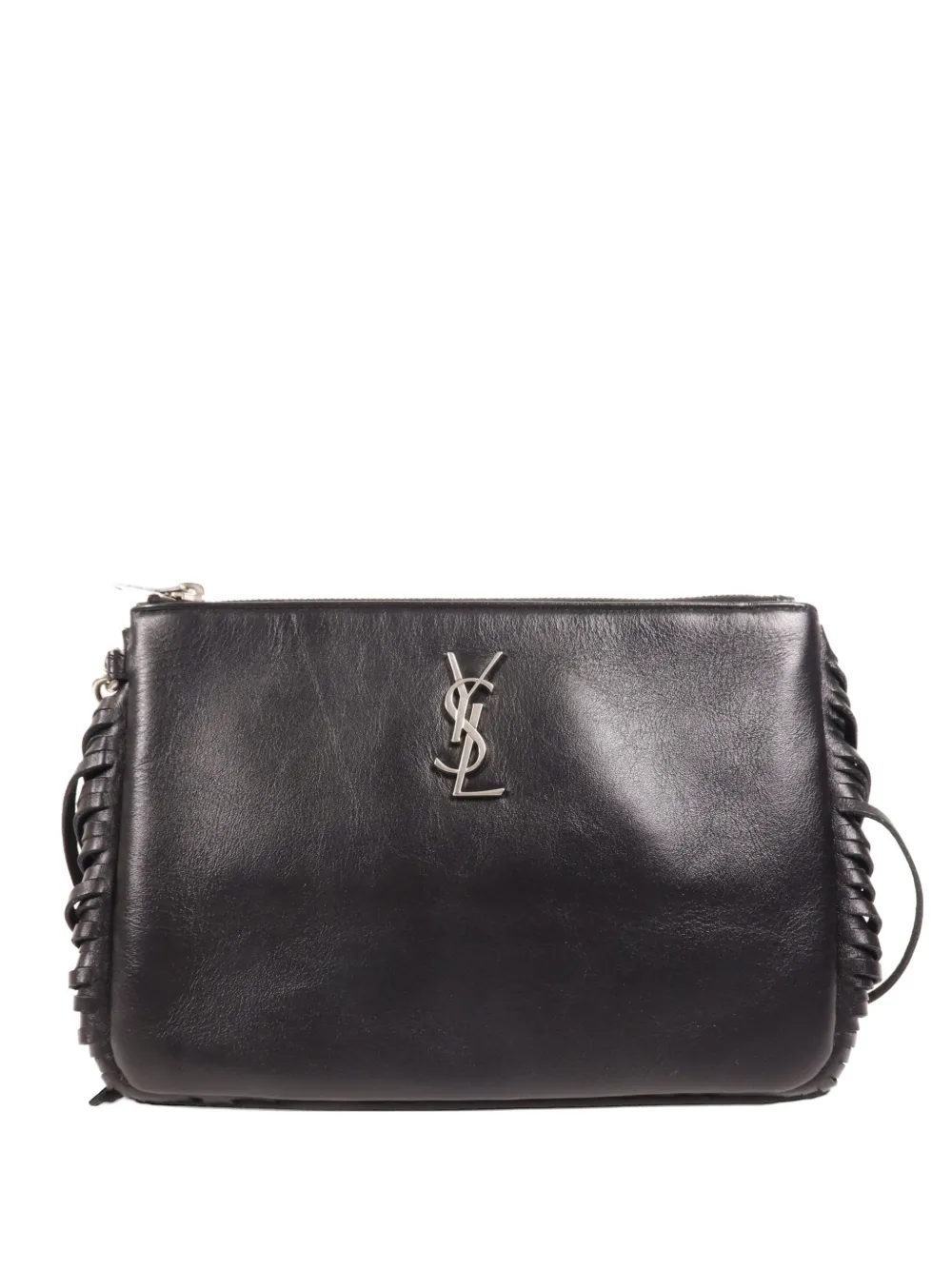 Saint Laurent Pre-Owned SAINT LAURENT Fringed leather pouch - Nero