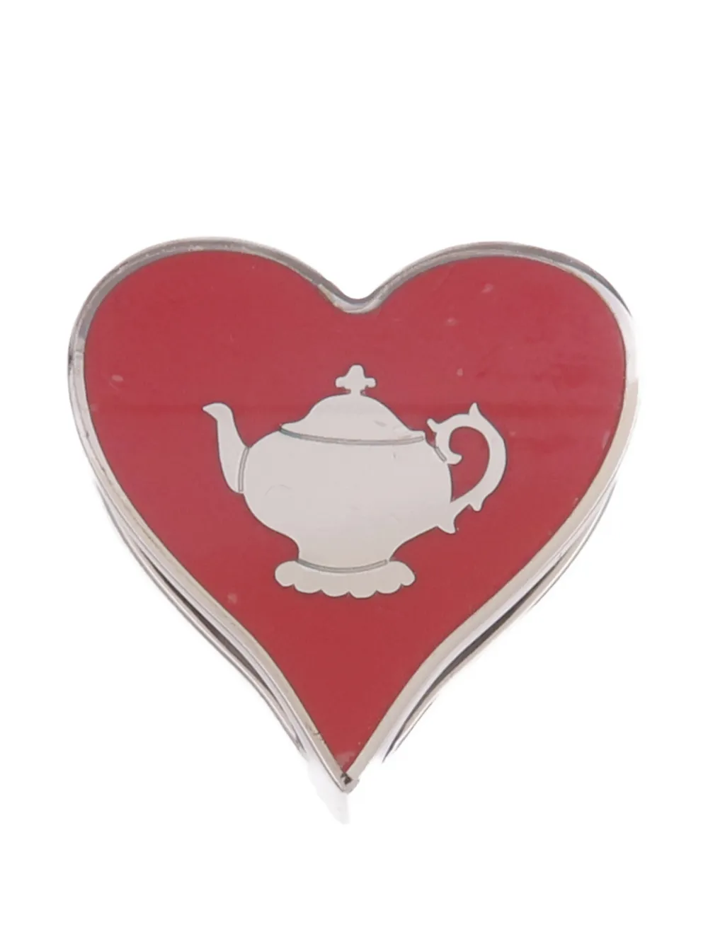 Pre-owned Hermes Heart Teapot Scarf Ring In Silver