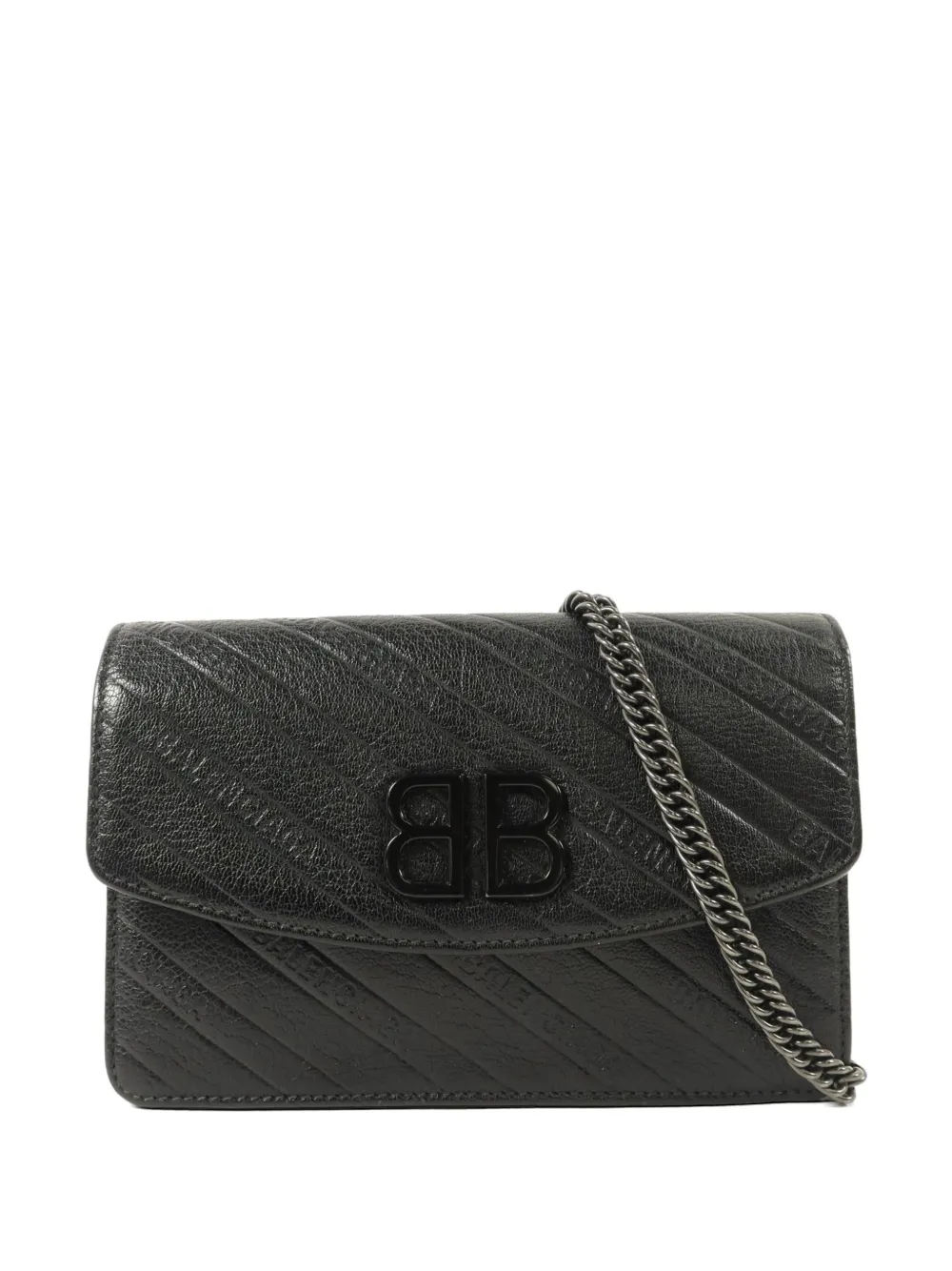 Balenciaga Pre-Owned BB diagonal-logo chain wallet - Nero