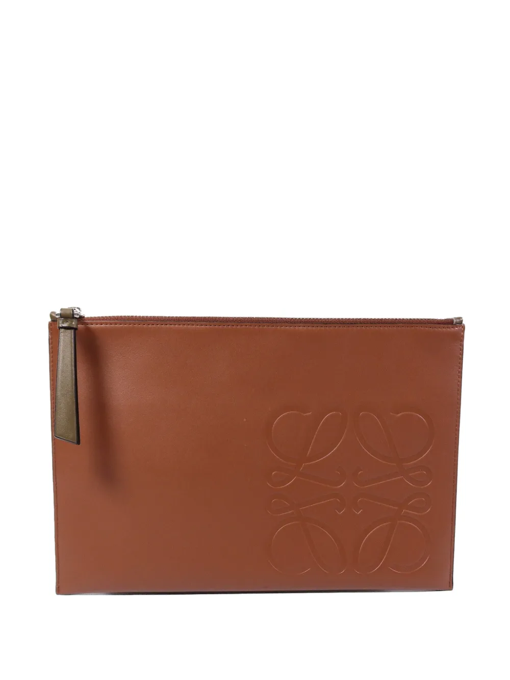 Loewe Pre-Owned Anagram-embossed leather clutch bag - Brown