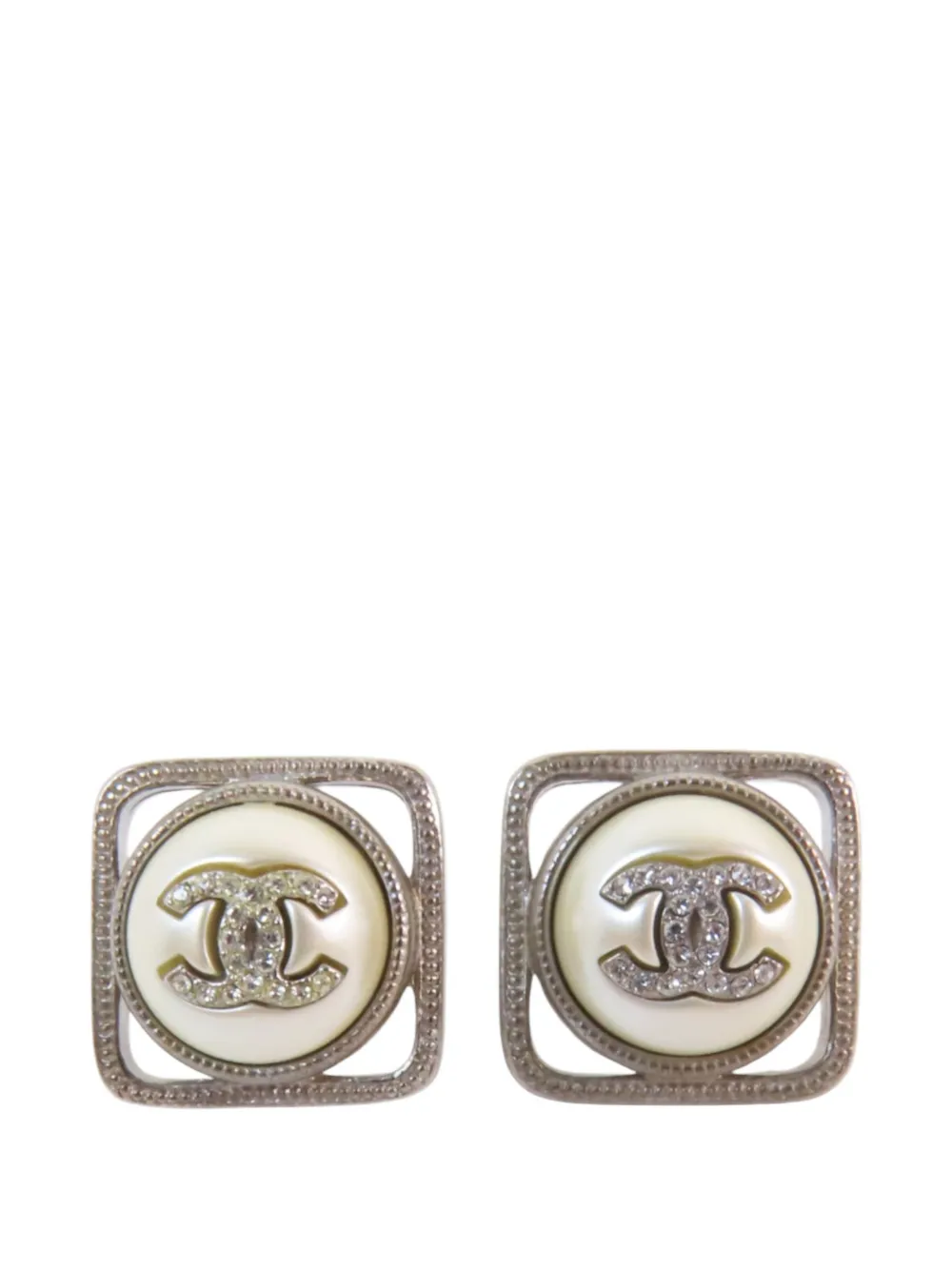 CHANEL Pre-Owned CC logo earrings - Silber