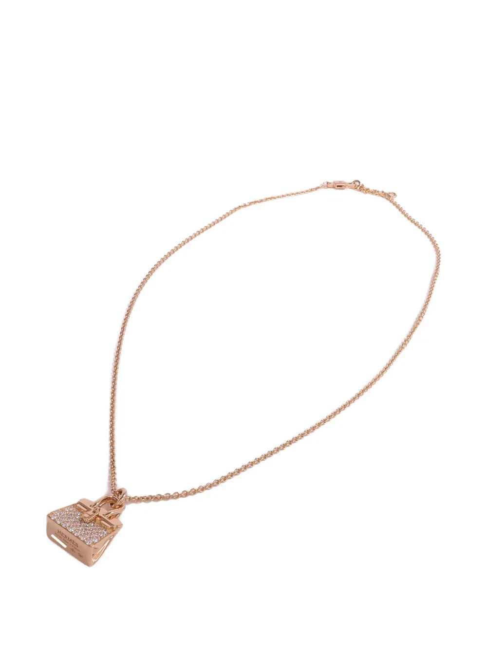 Pre-owned Hermes Amulettes Birkin Diamond Necklace In Pink